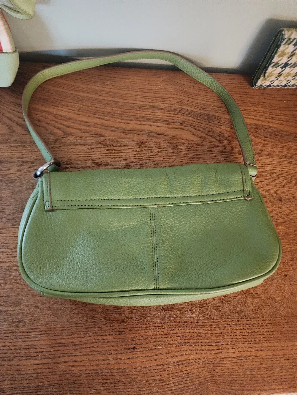 Wilsons Green Leather Bag & Longaberger Pouch W/free Wallet